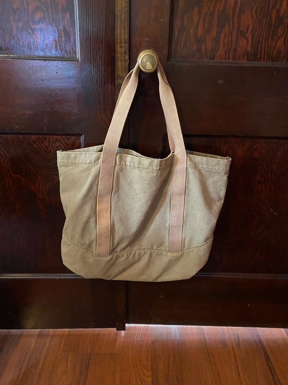 American Eagle Outfitters Tan Canvas Tote Bag with Brown Straps - Picture 2 of 11